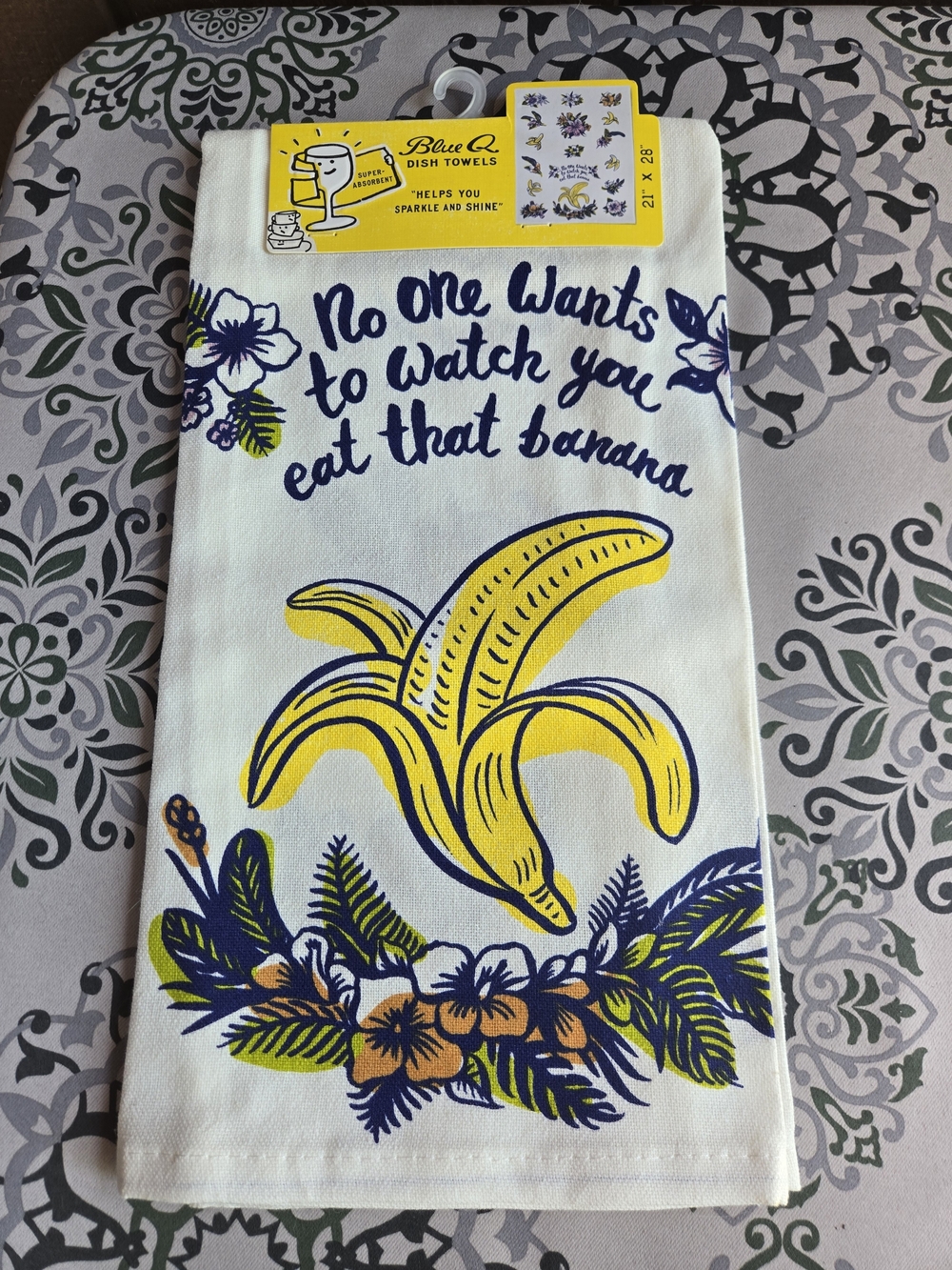Blue Q Banana Graphic Dish Towel NWT 21" X 28"